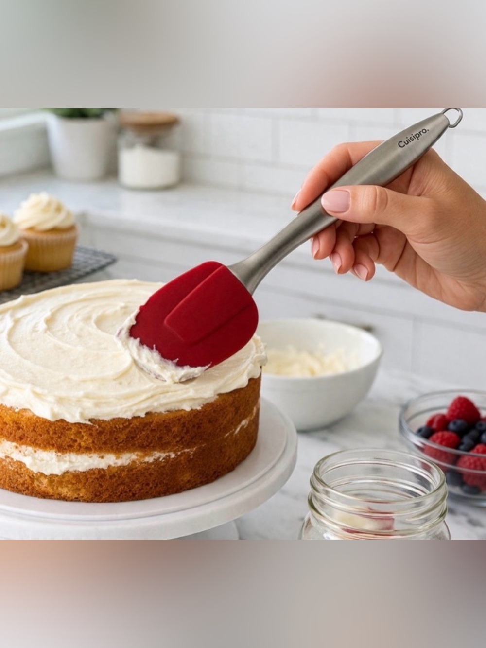 Cuisipro Red Silicone Jar Scraper Spatula Stainless Handle(F126)✨